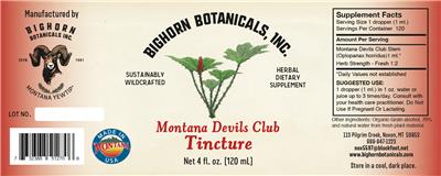 Montana Devils Club Tincture label