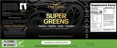 Super Greens Kiwifruit & Green Apple label