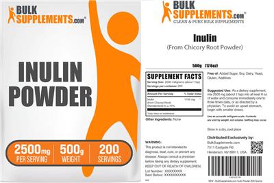 Inulin Powder 2500 mg label