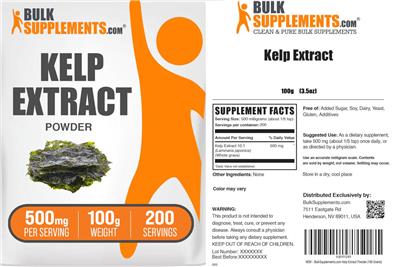 Kelp Extract Powder 500 mg label
