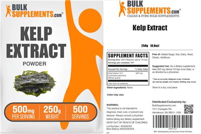 Kelp Extract Powder 500 mg label