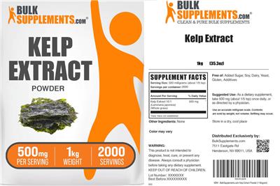 Kelp Extract Powder 500 mg label