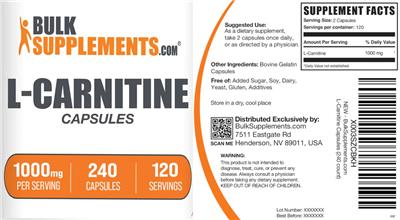 L-Carnitine Capsules 1000 mg label