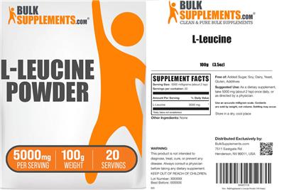 L-Leucine Powder 5000 mg label
