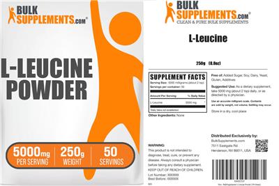 L-Leucine Powder 5000 mg label