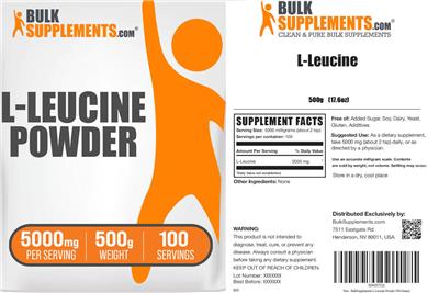 L-Leucine Powder 5000 mg label