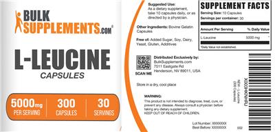 L-Leucine 5000 mg Capsules label