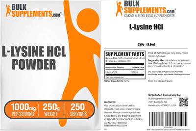 L-Lysine HCl Powder 1000 mg label