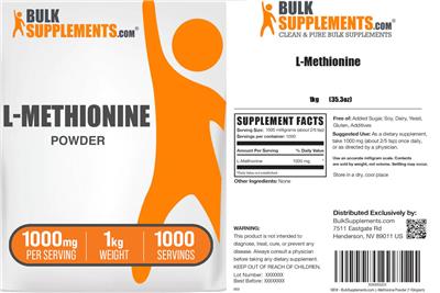 L-Methionine Powder 1000 mg label