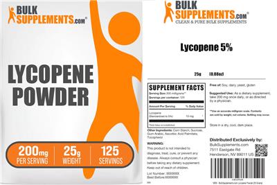 Lycopene Powder 200 mg label
