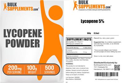 Lycopene Powder 200 mg label
