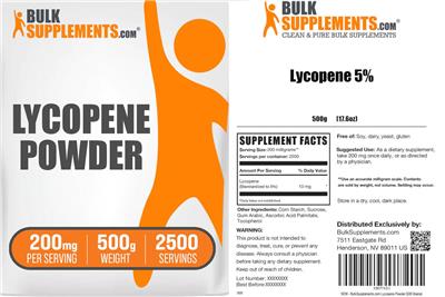 Lycopene Powder 200 mg label