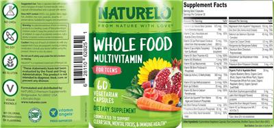 Whole Food Multivitamin for Teens label