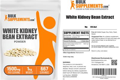 White Kidney Bean Extract Powder 1500 mg label