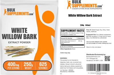 White Willow Bark Extract Powder 400 mg label