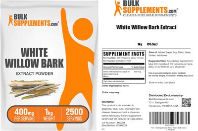 White Willow Bark Extract Powder 400 mg label