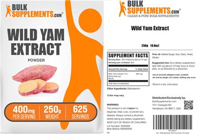 Wild Yam Extract Powder 400 mg label