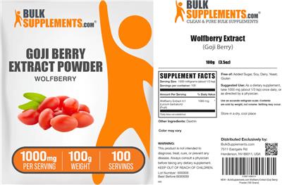 Goji Berry Extract Powder 1000 mg label