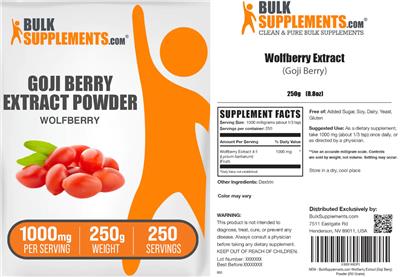 Goji Berry Extract Powder 1000 mg label