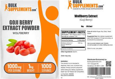 Goji Berry Extract Powder 1000 mg label