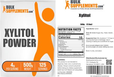 Xylitol Powder 4 g label