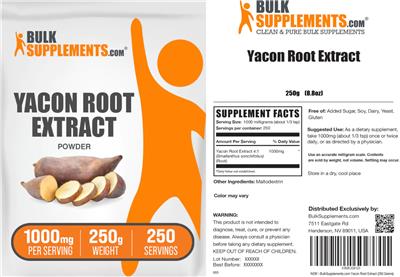 Yacon Root Extract Powder 1000 mg label