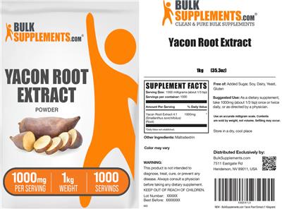 Yacon Root Extract Powder 1000 mg label