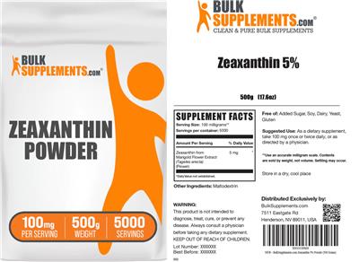 Zeaxanthin Powder 100 mg label