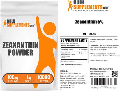 Zeaxanthin Powder 100 mg label