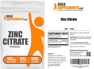 Zinc Citrate Powder 100 mg label