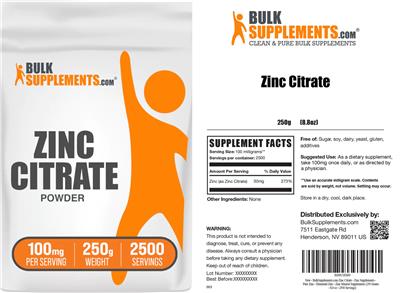 Zinc Citrate Powder 100 mg label