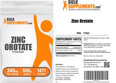 Zinc Orotate Powder 340 mg label