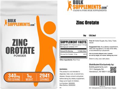 Zinc Orotate Powder 340 mg label