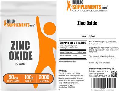 Zinc Oxide Powder 50 mg label