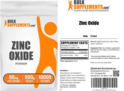 Zinc Oxide Powder 50 mg label