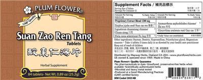 Suan Zao Ren Tang Tablets label