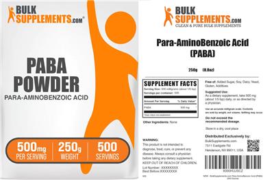 PABA Powder 500 mg label
