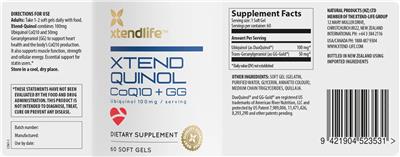 Xtend Quinol CoQ10 + GG label