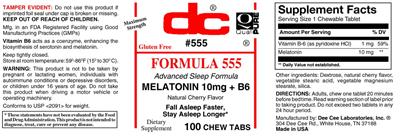 Formula 555 Natural Cherry Flavor label