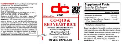 Co-Q10 & Red Yeast Rice label