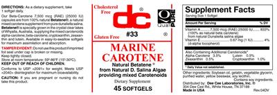 Marine Carotene label