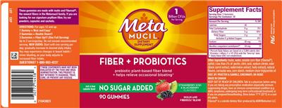 Metamucil Fiber + Probiotics label