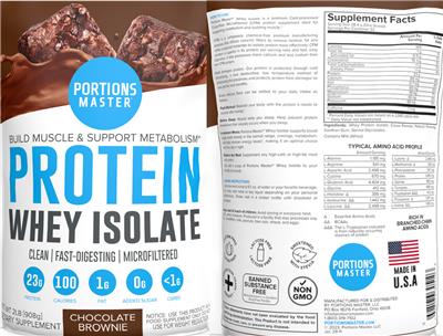 Protein Whey Isolate Chocolate Brownie label