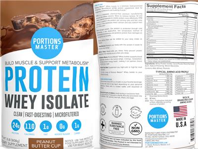 Protein Whey Isolate Peanut Butter Cup label