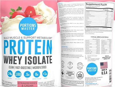 Protein Whey Isolate Strawberries & Cream label