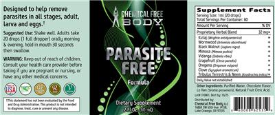 Parasite Free Formula label