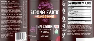 Melatonin Extra Strength 5 mg Berry Flavor label