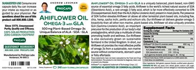 Ahiflower Oil Omega-3 with GLA label