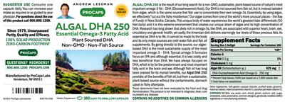 Algal DHA 250 label