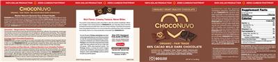 ChocoNuvo 66% Cacao Mild Dark Chocolate label